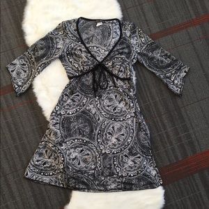 Black, gray and white dress